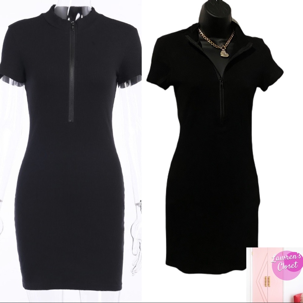 Black Zip Up Mini Dress